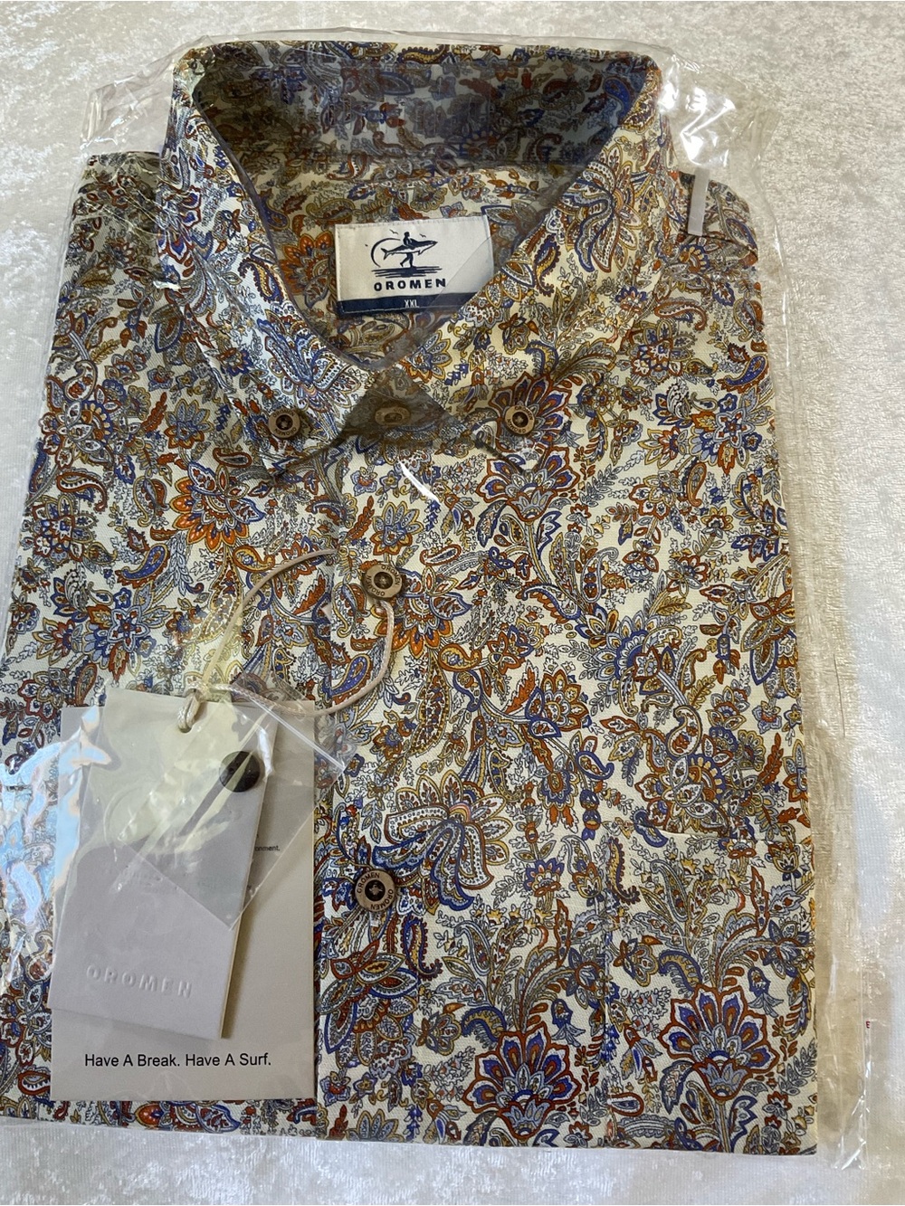 Men's Paisley Button-Down Hawaiian Short Sleeve Linen Shirt